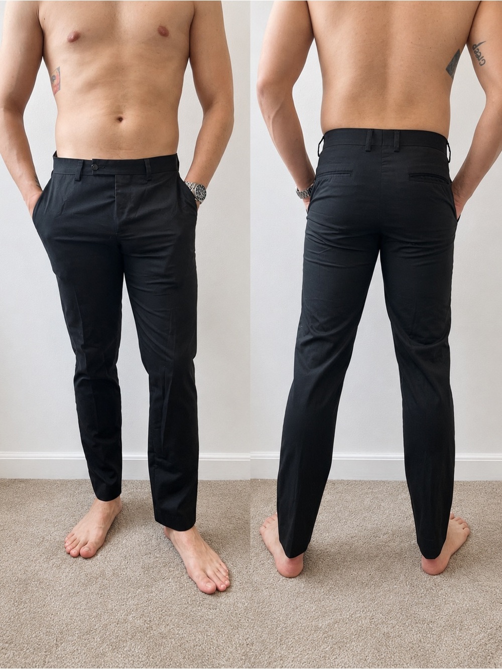 ZARA Men’s Black Tailored Slim Fit Trousers